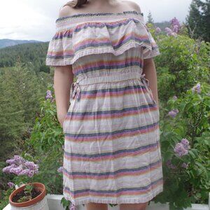 Off Shoulders Dress By Just Living Linen Blend